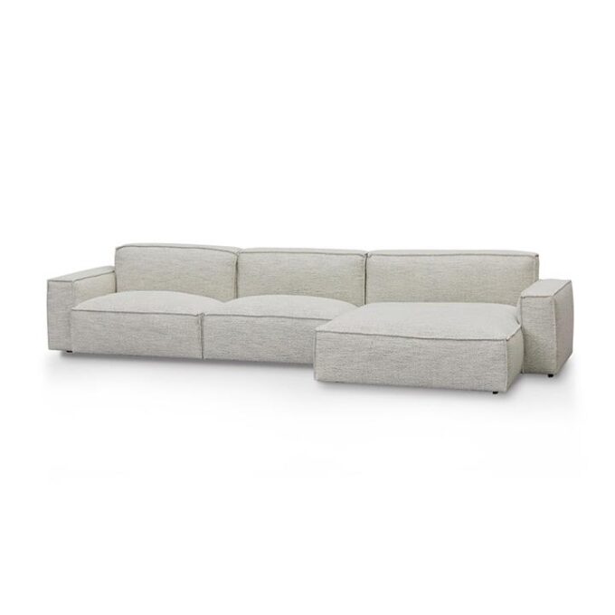 Roshil Right Chaise Fabric Sofa – Fog Grey By Interior Secrets