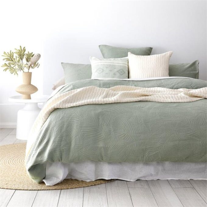 Wilmot Soft Green Quilt Cover Set By Bambury